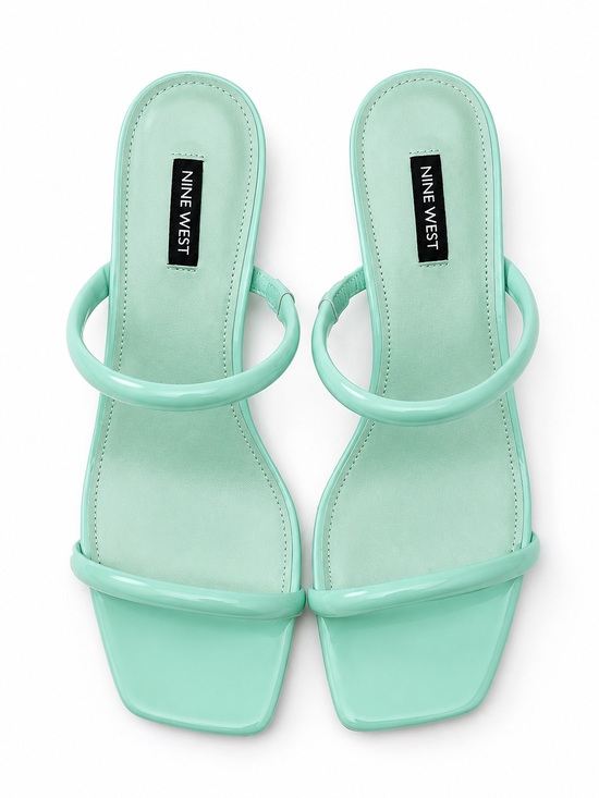 Nine West Shoes - Nine West Noel Patent Kitten Heel Slide Sandals Mint Green Size 10